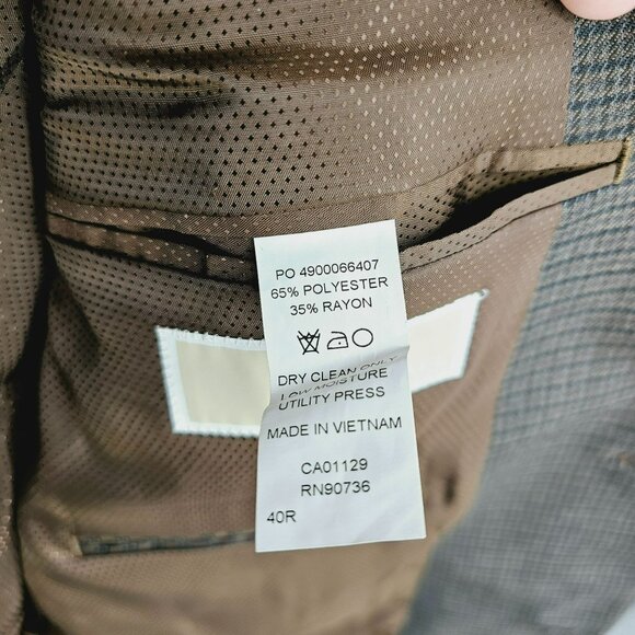 MICHAEL Kors Suit Jacket Blazer Sport Coat 40R Brown Plaid Double Vent 2 Button - Picture 3 of 12